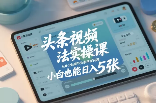 头条视频玩法实操课，从0-1全细节头条所有问题，小白也能日入5张-网创指引人